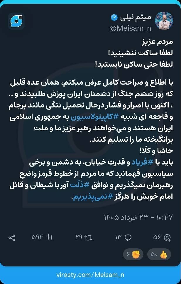 توییت میثم نیلی